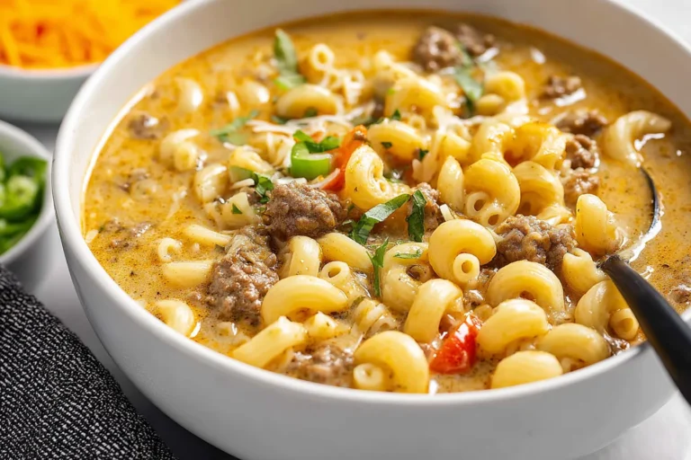 Easy Cheeseburger Pasta Soup
