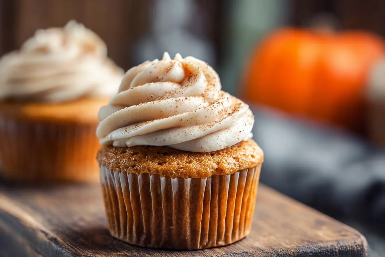 Easy Pumpkin Cupcakes with Cinnamon Cream Cheese Frosting
