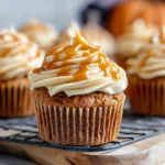 Easy Pumpkin Cupcakes with Salted Caramel Cream Cheese Frosting
