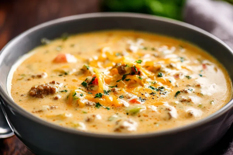 Easy Slow Cooker Cheeseburger Soup