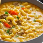 One-Pot Cheeseburger Macaroni Soup