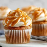 Pumpkin Cupcakes with Caramel Cream Cheese Frosting