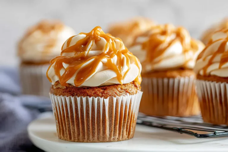 Pumpkin Cupcakes with Caramel Cream Cheese Frosting