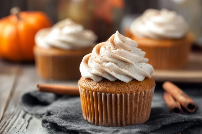 Pumpkin Cupcakes with Cinnamon Cream Cheese Frosting