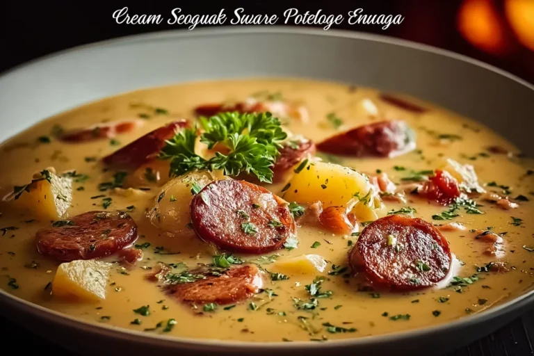 Creamy German Potato Soup with Smoky Sausages