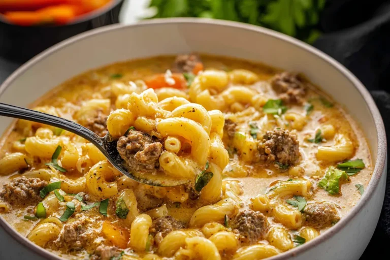 Creamy One Pot Cheeseburger Mac Soup