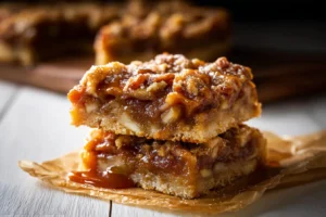 Gooey Apple Pie Bars with Homemade Caramel