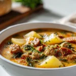 Loaded Spicy Sausage Potato Soup