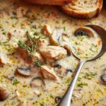One Pot Creamy Chicken and Mushroom Soup