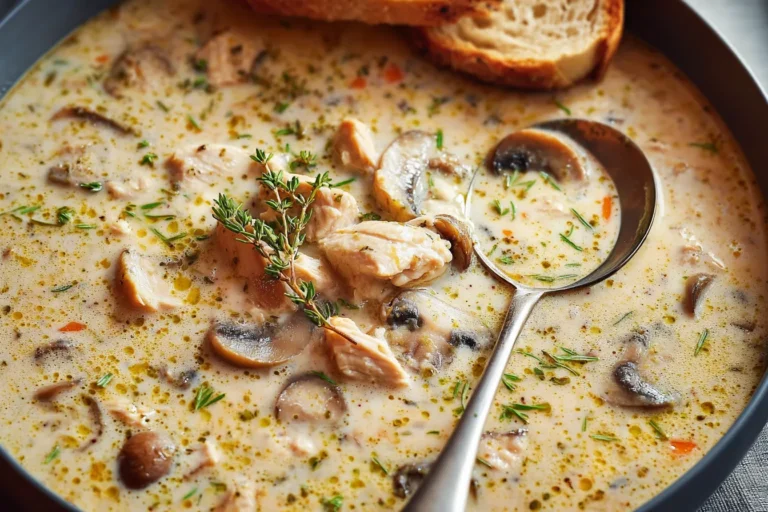 One Pot Creamy Chicken and Mushroom Soup