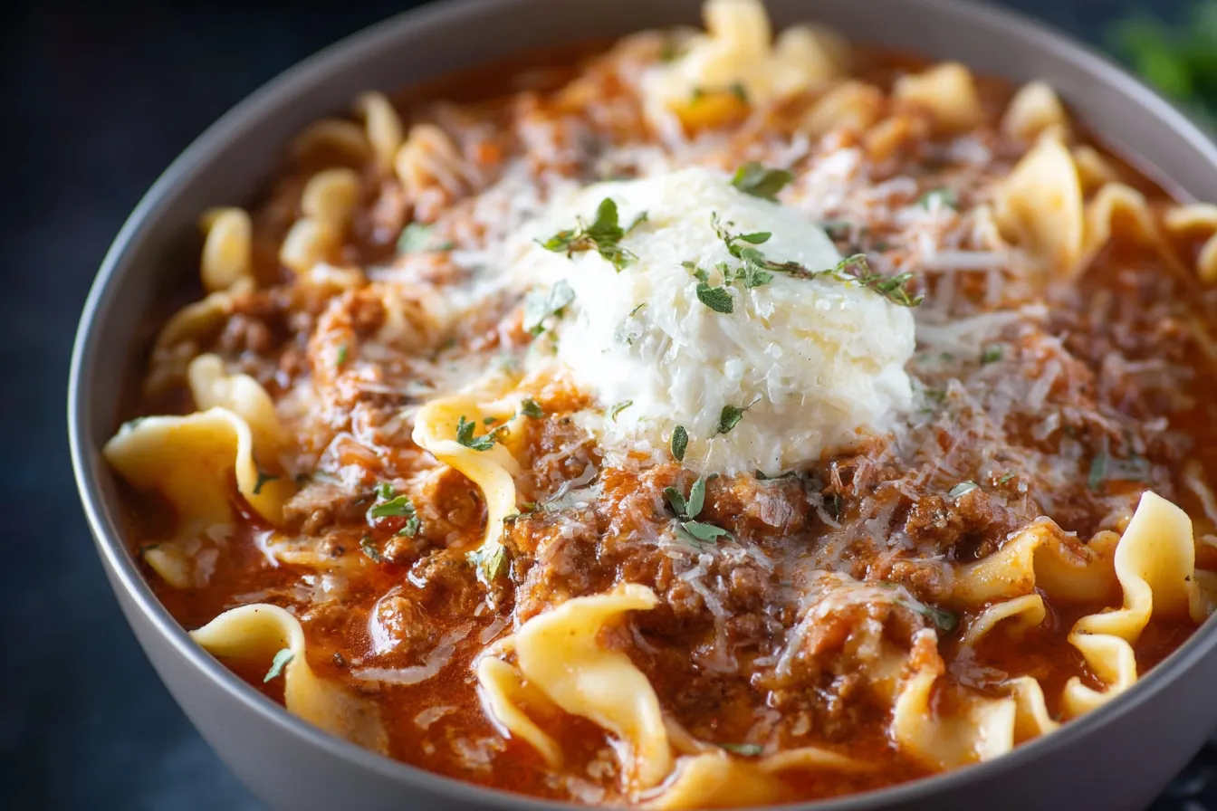 The BEST High Protein Lasagna Soup