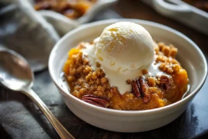 Warm Pumpkin Cobbler with Pecan Crumble