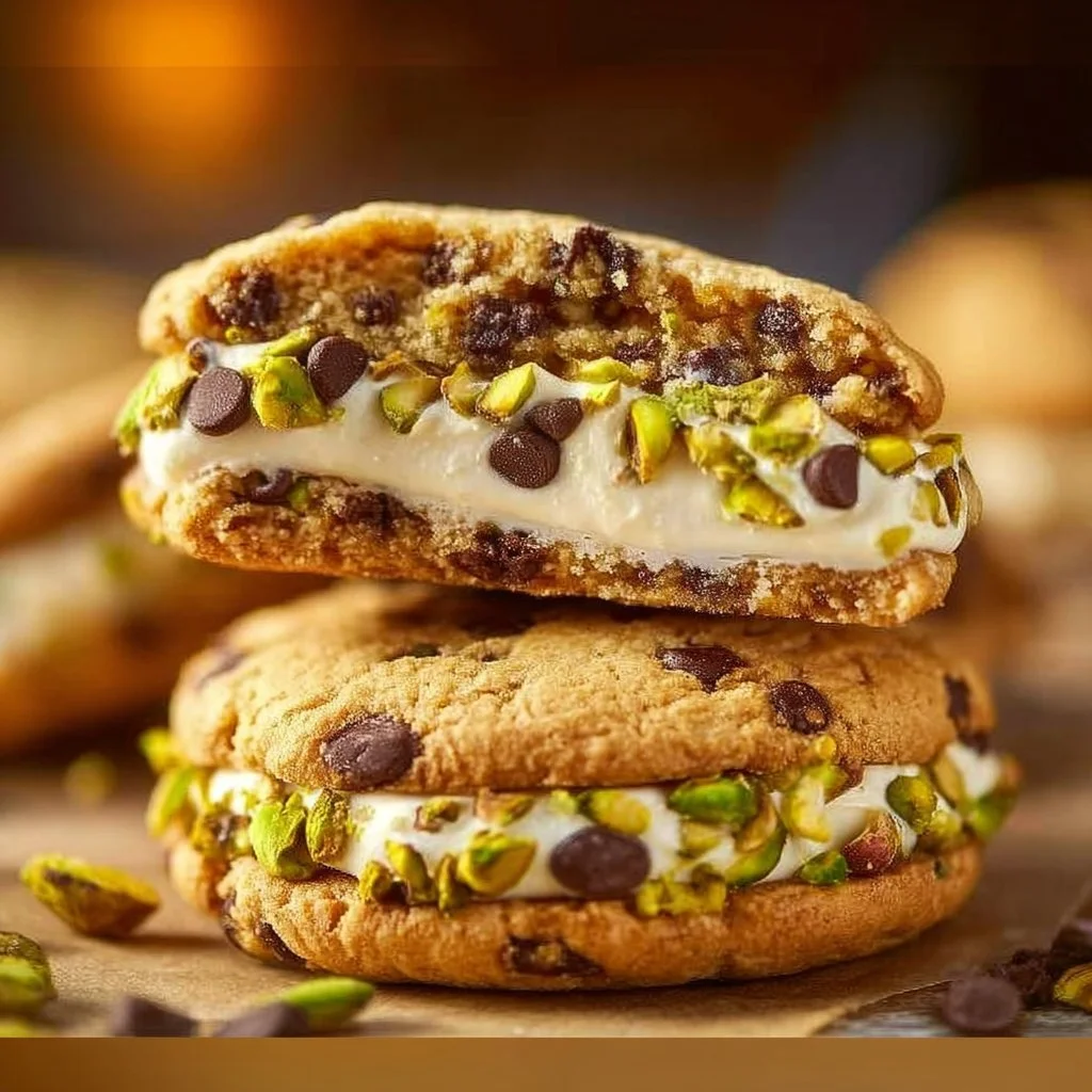 Delicious cannoli cream sandwich cookies with sweet filling and chocolate chips