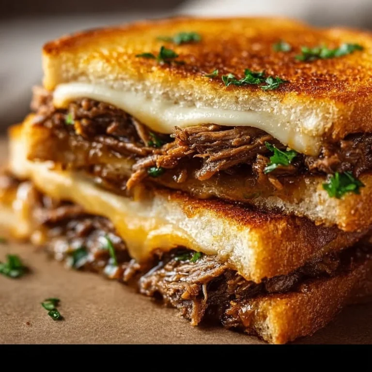 Delicious cheesy hot beef sandwiches stacked high with tender beef and melted cheese.