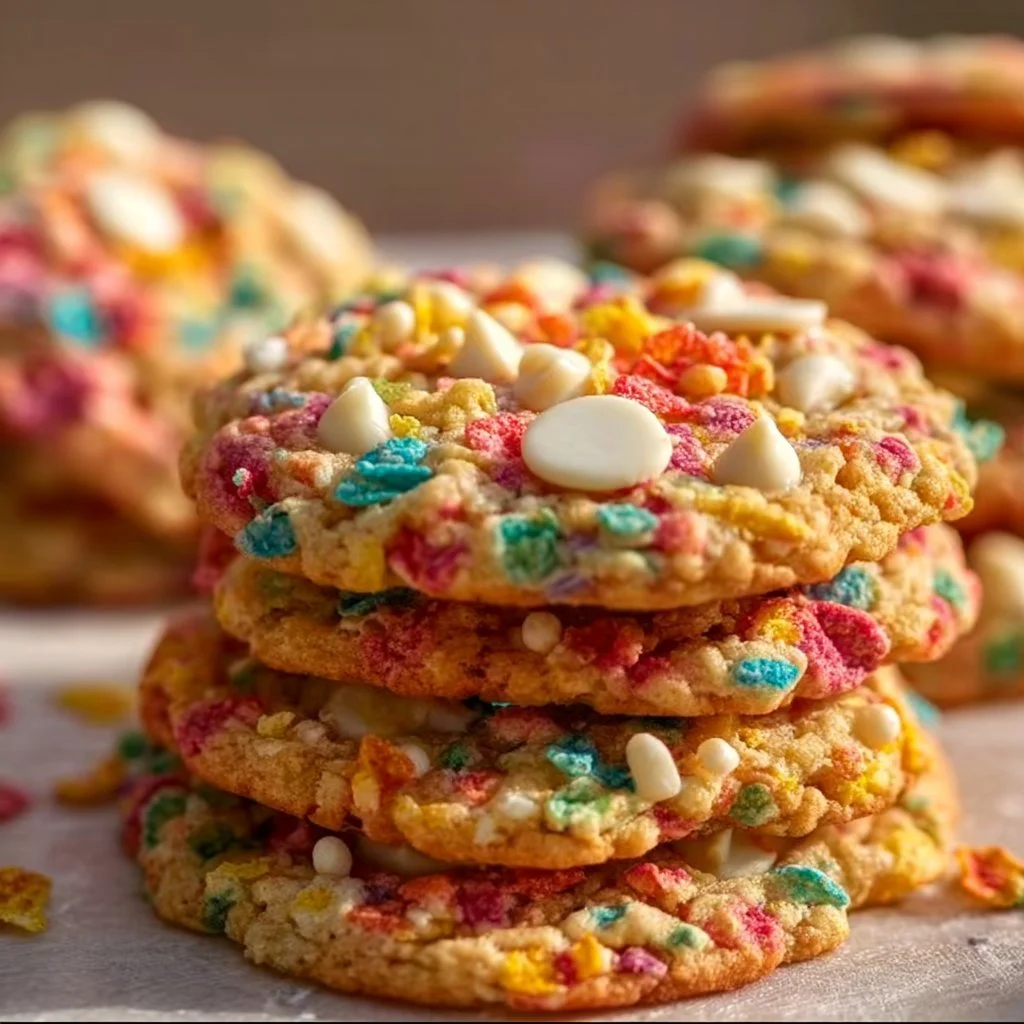Colorful Fruity Pebbles Cookies fresh out of the oven