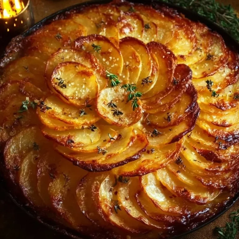Delicious Garlicky Potato Galette with crispy golden potatoes