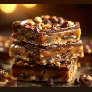 Gooey chocolate toffee dessert bars with a rich chocolate layer and toffee bits