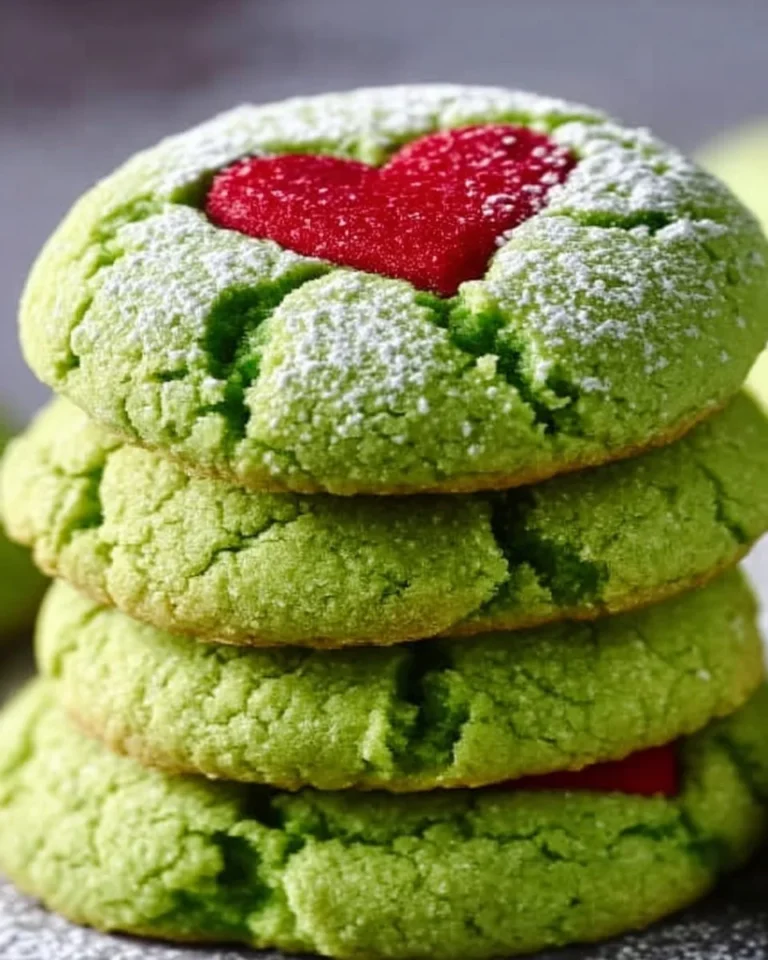 Deliciously decorated Grinch Cookies, perfect for holiday celebrations.