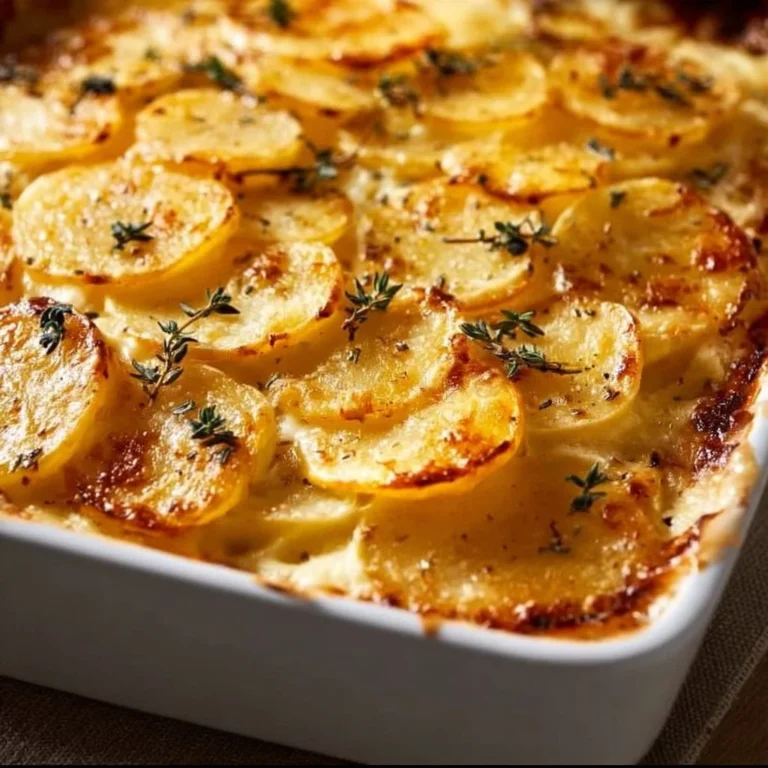 Baked Gruyère potatoes au gratin with a golden creamy top