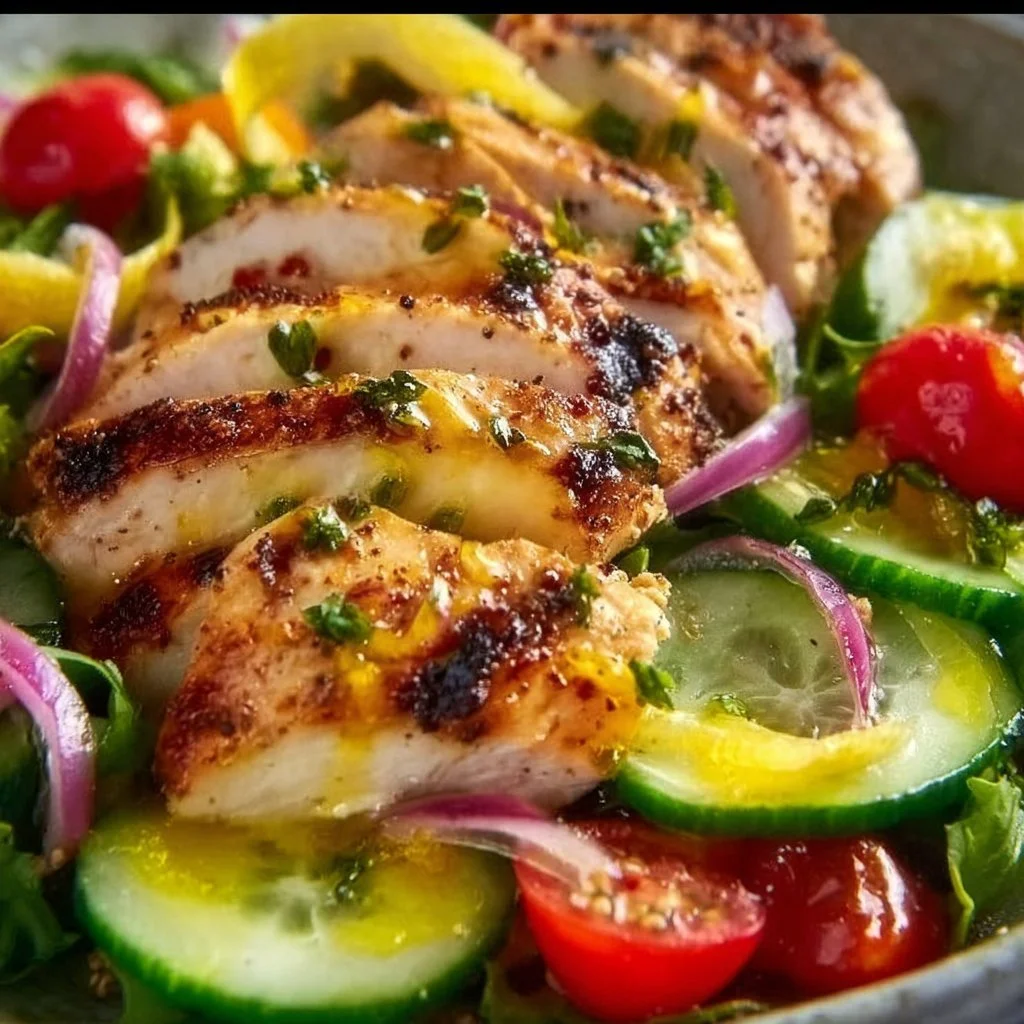 Delicious Lemon Chicken Salad with fresh vegetables and zesty dressing