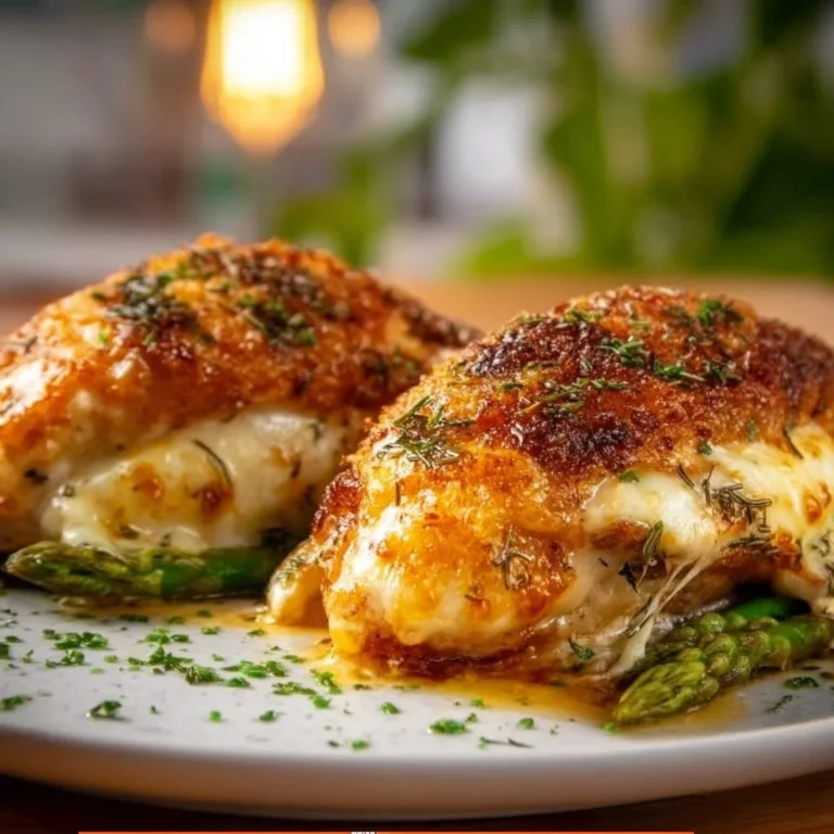 Delicious stuffed chicken breast with herbs and cheese, garnished on a plate