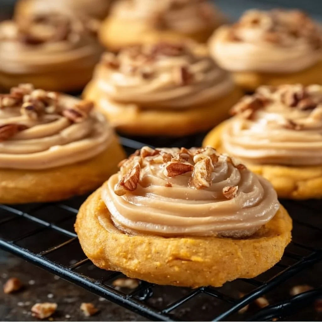 Freshly baked Sweet Potato Honeybun Cookies on a cooling rack