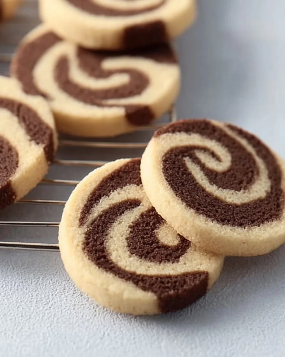Delicious Chocolate Vanilla Swirl Cookies on a decorative plate