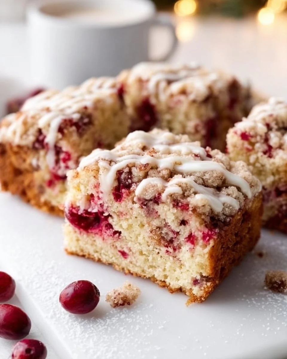 Delicious homemade Cranberry Crumb Cake with a buttery crumb topping.