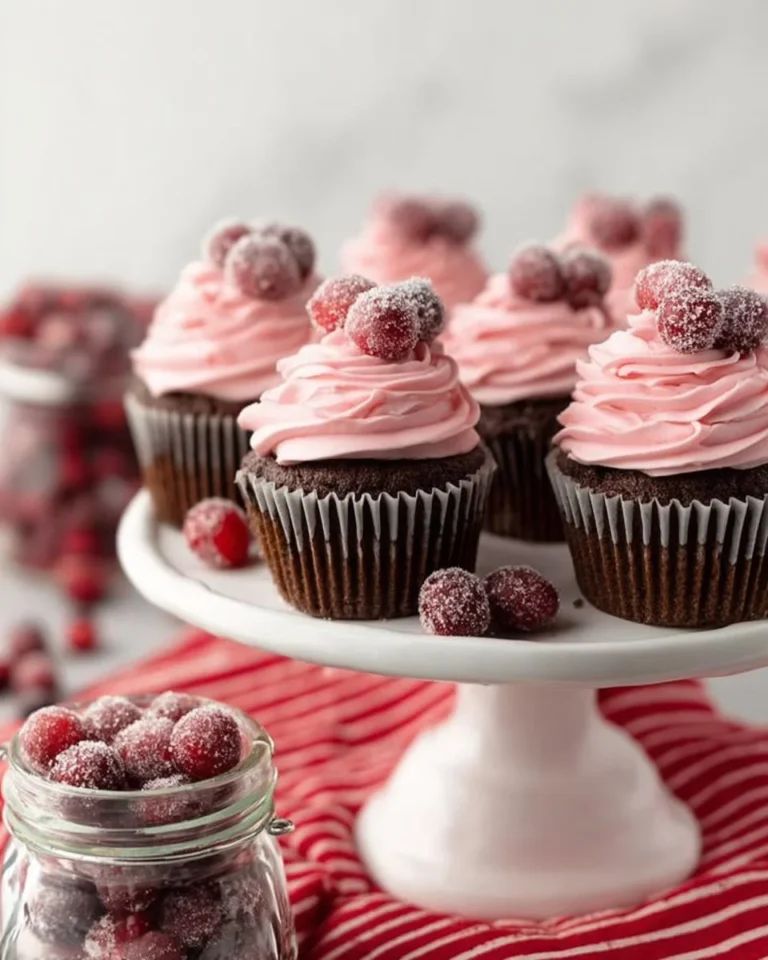 Delicious Cranberry Gingerbread Cupcakes topped with icing and festive decorations