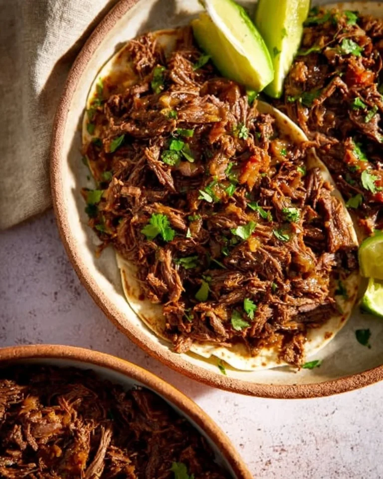 Delicious Instant Pot shredded beef served in a taco shell