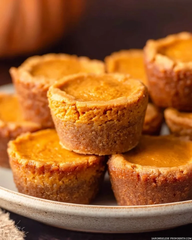 Delicious mini pumpkin pie served on a rustic wooden table.