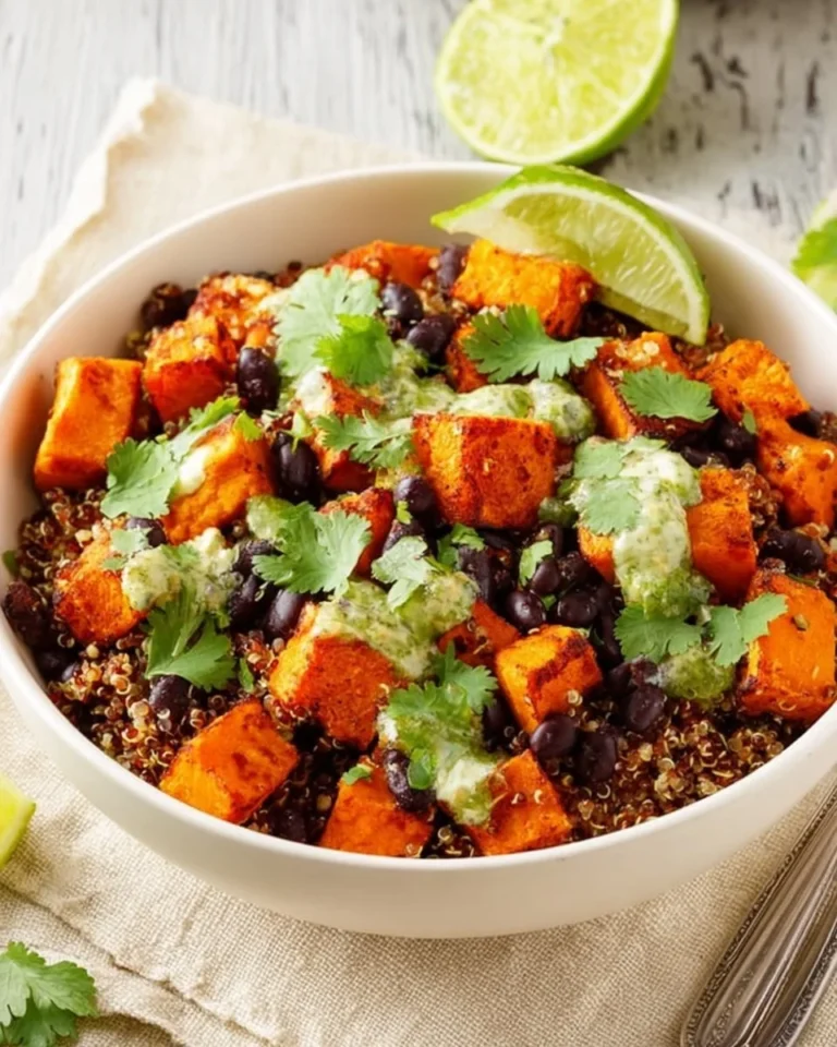 Quinoa and sweet potato bowl with colorful vegetables