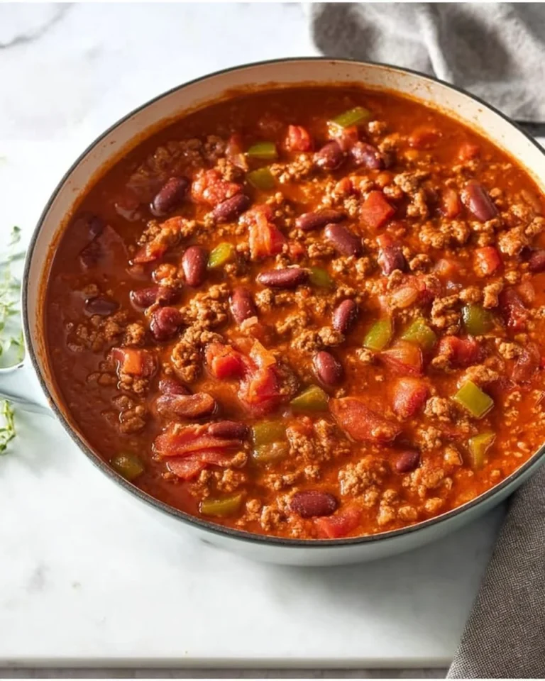Delicious turkey chili served in a bowl, topped with fresh herbs and avocado.