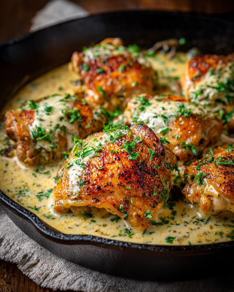 Creamy Oven Baked Chicken Thighs