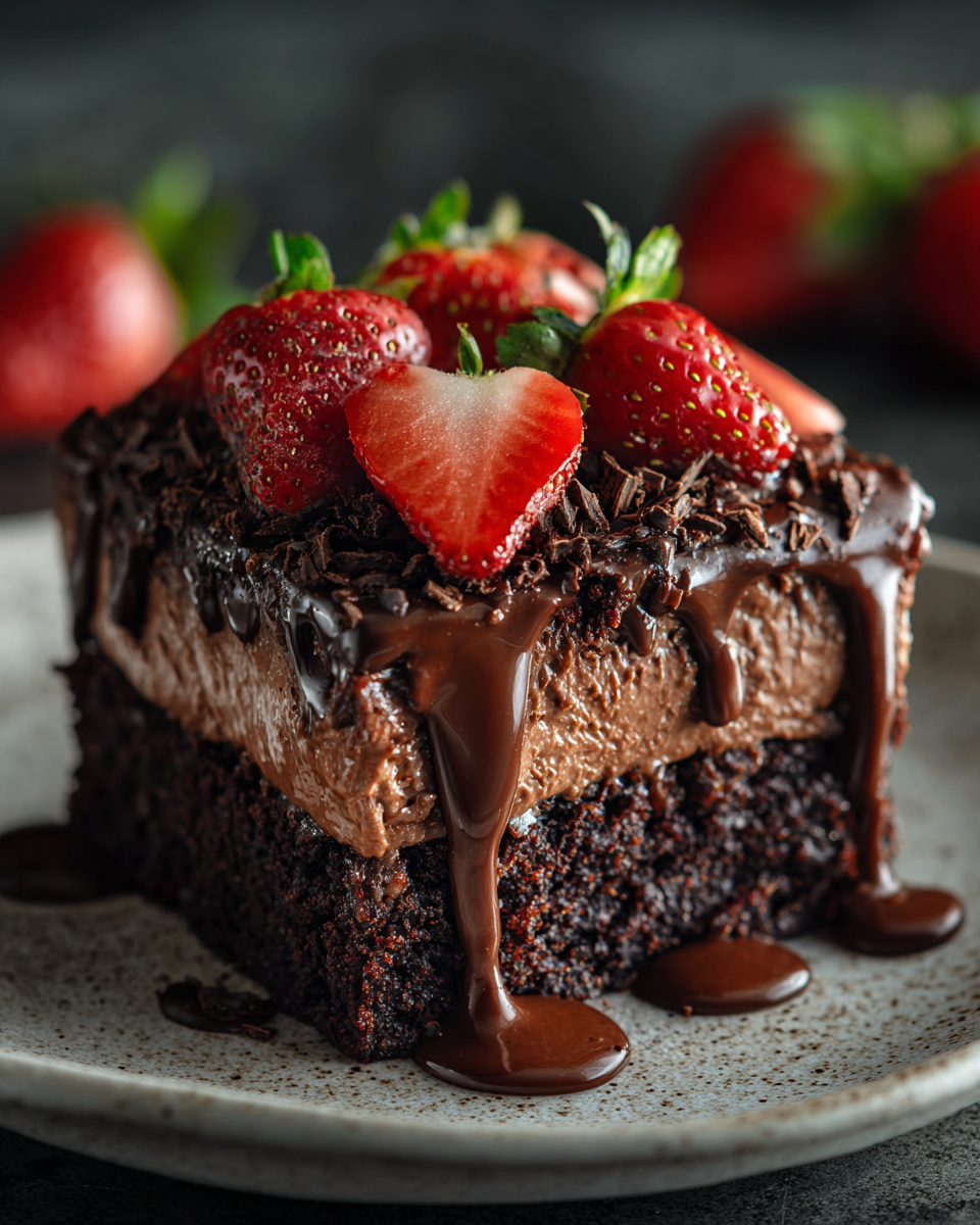Death By Chocolate Poke Cake close-up