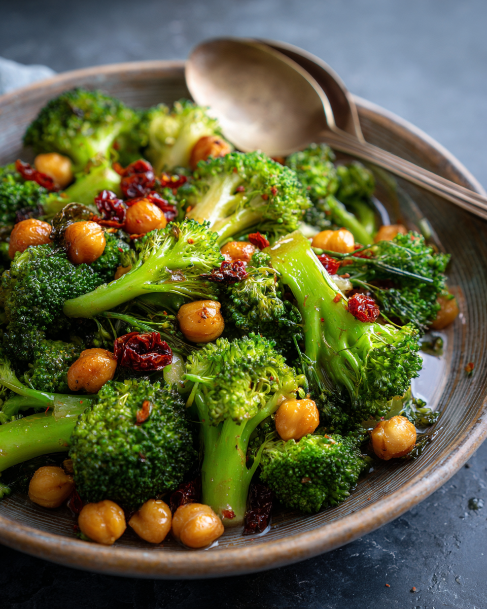 garlic broccoli stir fry with chickpeas