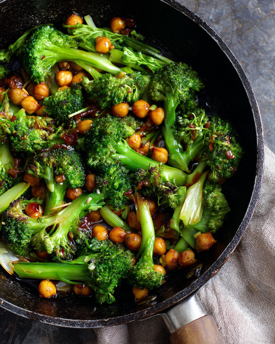 garlic broccoli stir fry with chickpeas