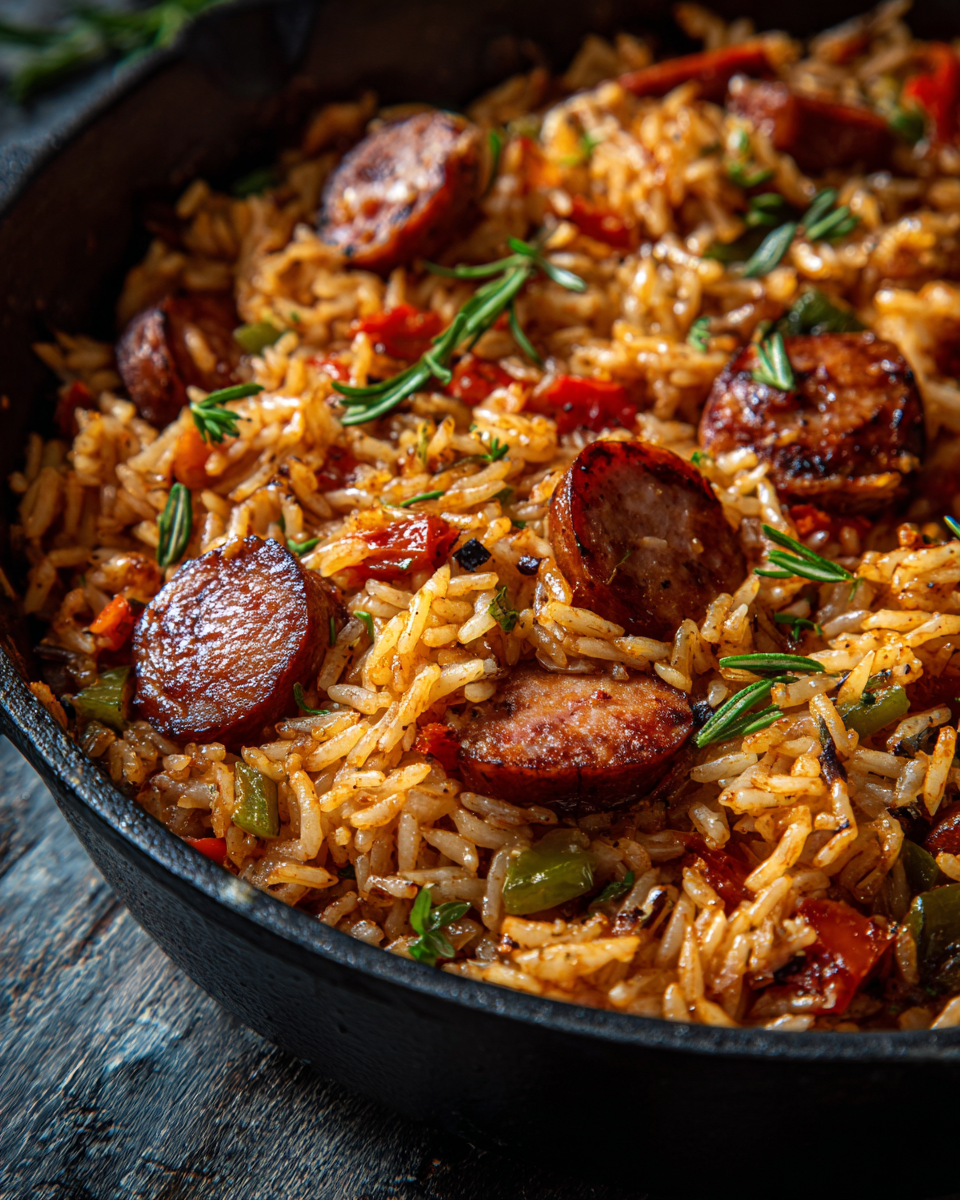 sausage and rice skillet finished dish