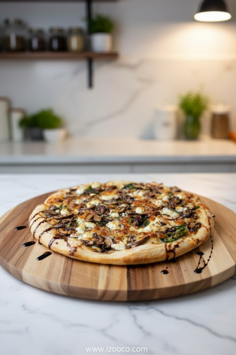 Balsamic Mushroom & Goat Cheese Pizza Recipe | Homemade Pizza Party Ideas 9 balsamic-mushroom---goat-cheese-pizza-with-spinach_feature