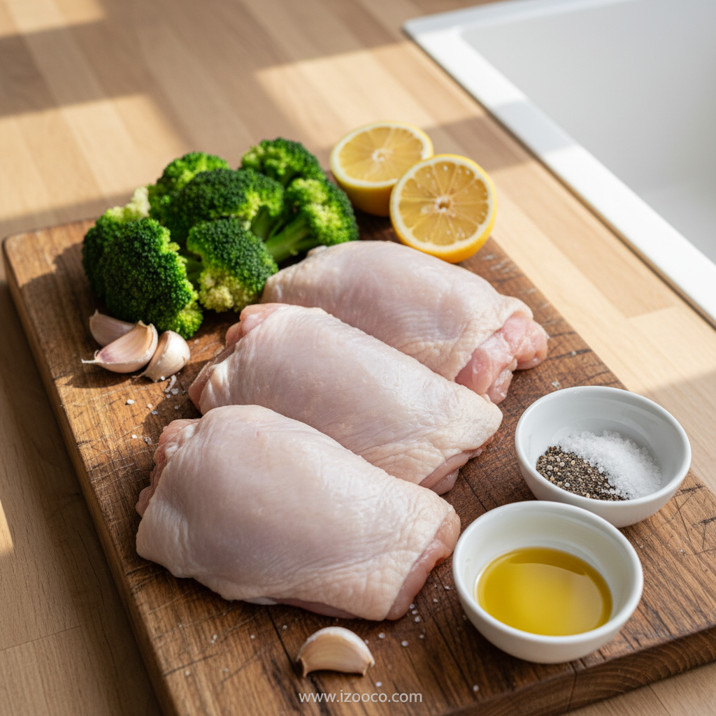 Pollo Loco-Inspired Chicken Thigh Orzo Skillet | Healthy One-Pan Dinner 2 Ingredients for chicken thigh orzo recipe including chicken, orzo, vegetables and seasonings