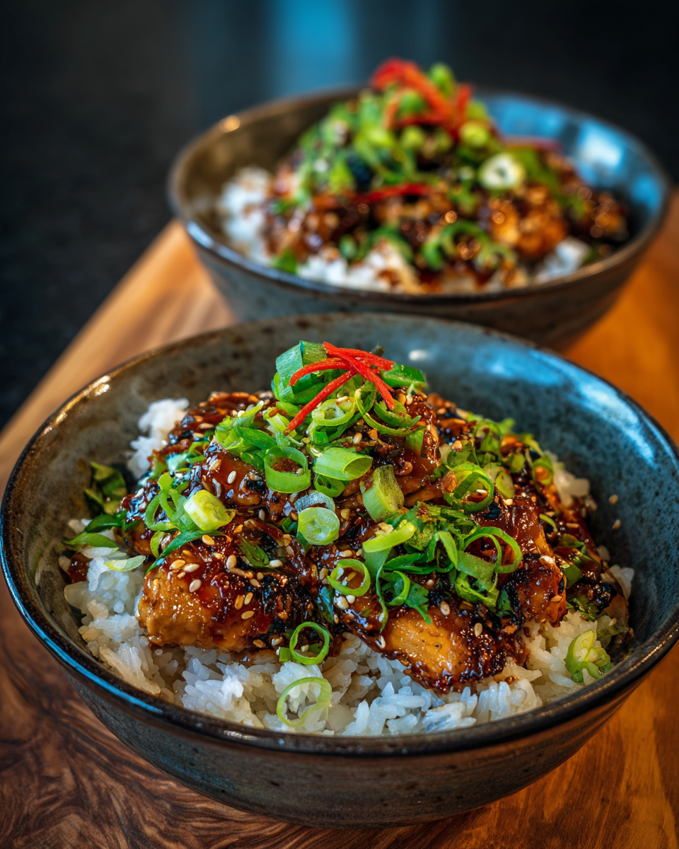 Delicious Sticky Chicken Rice Bowls Recipe