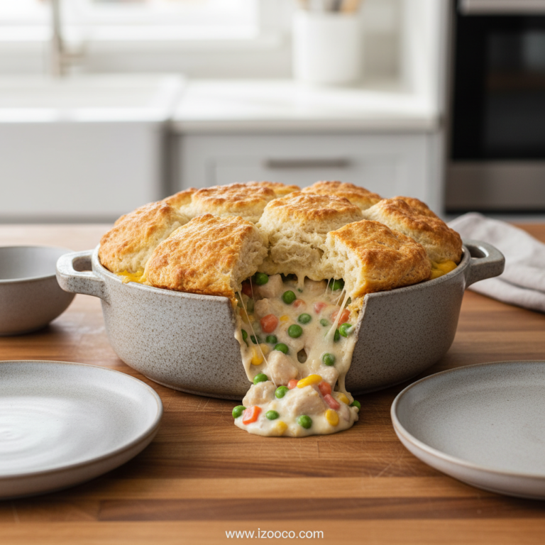 Easy Biscuit Chicken Pot Pie Recipe - Homestyle Comfort Food in Minutes 6 easy-chicken-pot-pie-with-biscuits---i-heart-recipes_feature