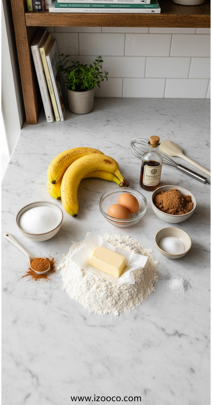 Ultimate Cinnamon Banana Bread Recipe: Sweet Breakfast Loaf Perfect for Fall 2 Fresh ingredients for cinnamon banana bread including bananas, walnuts, cinnamon, and basic baking staples