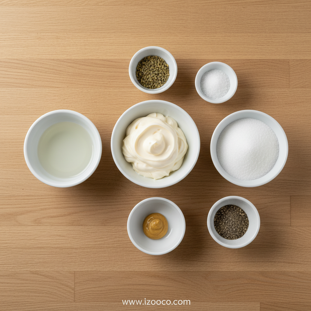 Sweet Tangy Coleslaw Dressing Recipe: The Ultimate Homemade Slaw Sauce 2 Ingredients for sweet tangy coleslaw dressing laid out on counter