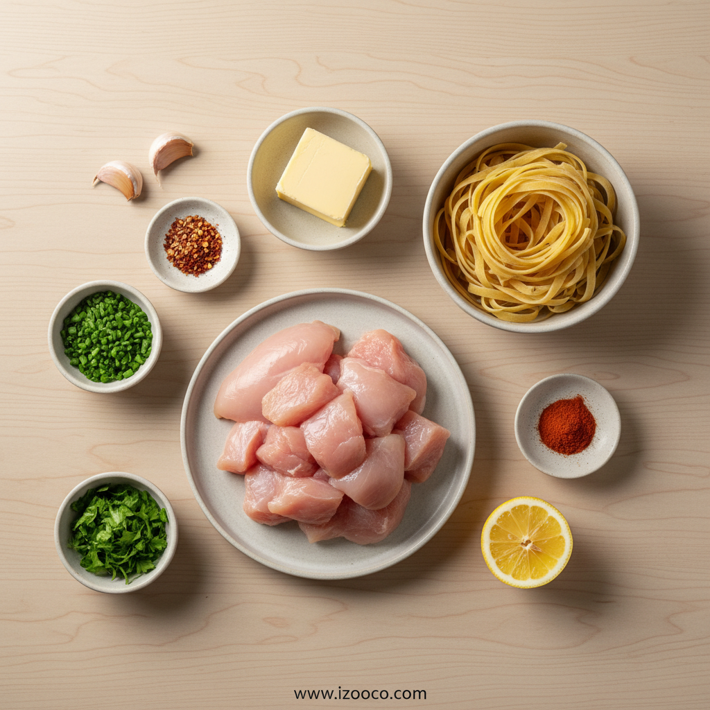 Cowboy Butter Chicken Linguine: Creamy, Spicy Weeknight Dinner Recipe 2 Ingredients for cowboy butter chicken linguine including chicken, linguine, and seasonings