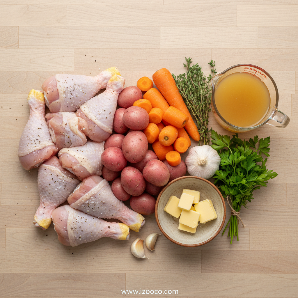 Ingredients for crock pot garlic butter chicken recipe