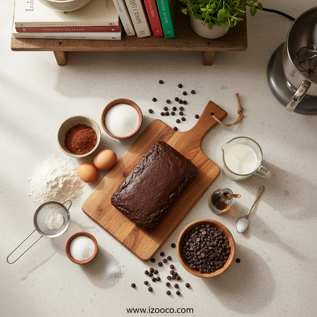 Ingredients for dark chocolate sheet cake