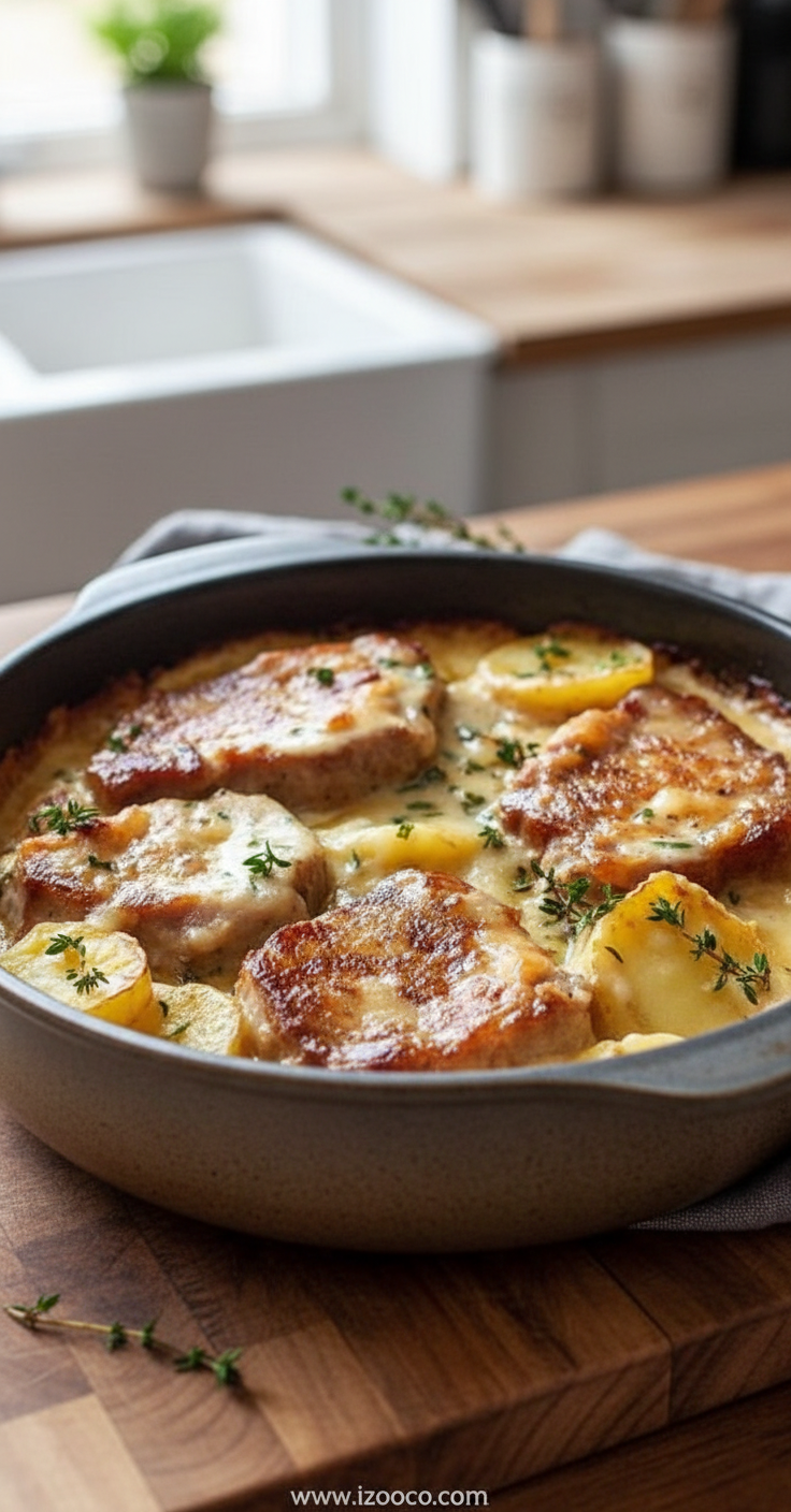 Easy Smothered Pork Chop and Scalloped Potato Casserole - The Ultimate Comfort Food Dinner 3 smothered-pork-chop-and-scalloped-potato-casserole_feature