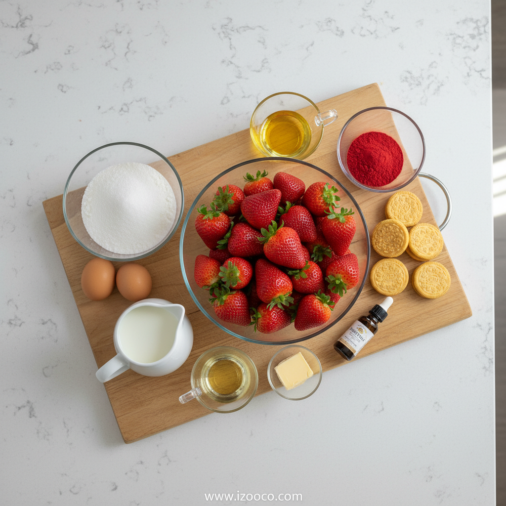 Ingredients for strawberry crunch cake recipe