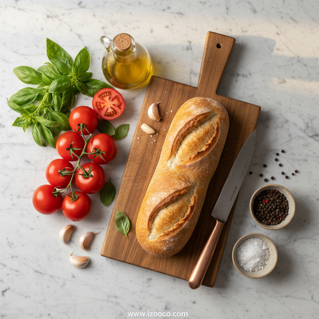 Authentic Italian Bruschetta: A Fresh and Easy Appetizer Recipe 2 Fresh ingredients for bruschetta: tomatoes, basil, garlic, and bread